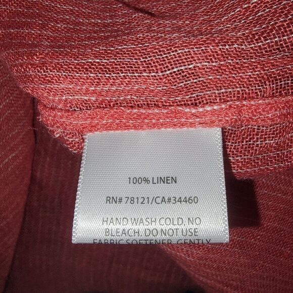 Eileen Fisher Women's Pink Linen Gauze Striped Tunic Kimono Top Large - Picture 8 of 8